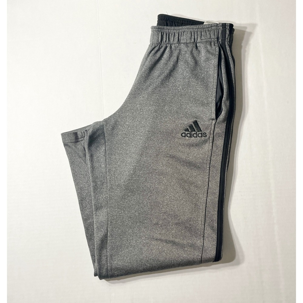 Adidas Track Pants Mens Medium Gray Heathered 3-Stripe Athletic Gym Blokecore